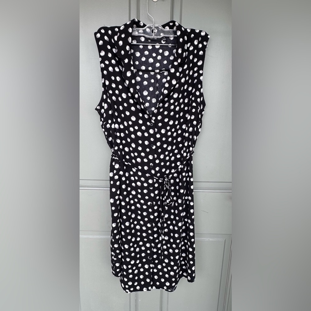 Apt. 9 Black and White Polka Dot Sleeveless Dress